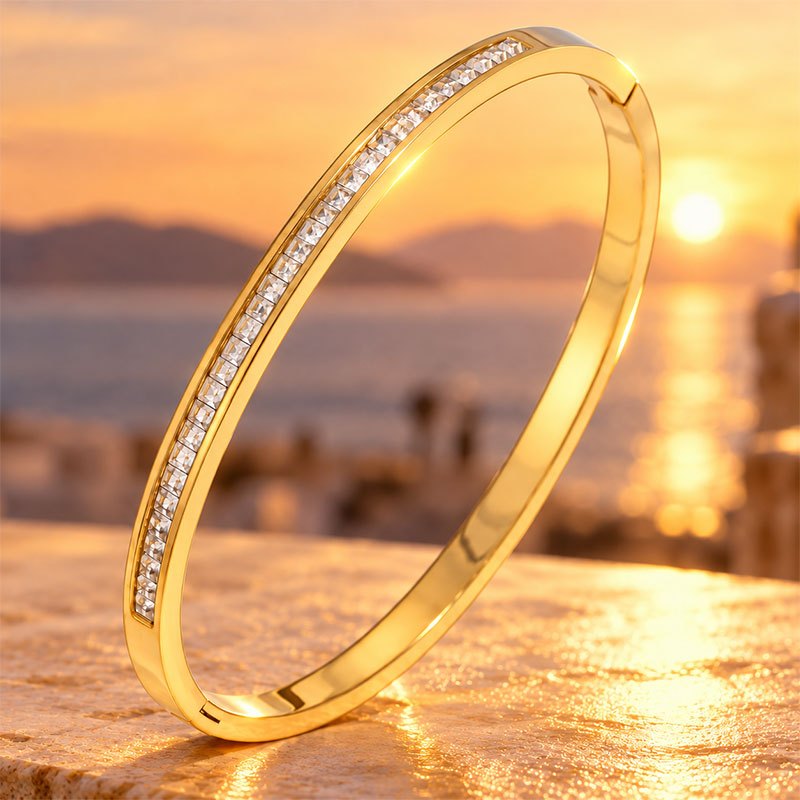 Women's 2pc Grooved Hand Bracelet and Ring Set